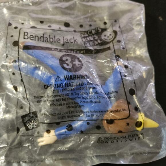 1999 Jacks Kids Meal Bendable Jack with Glasses Jack in The Box - Picture 2 of 2